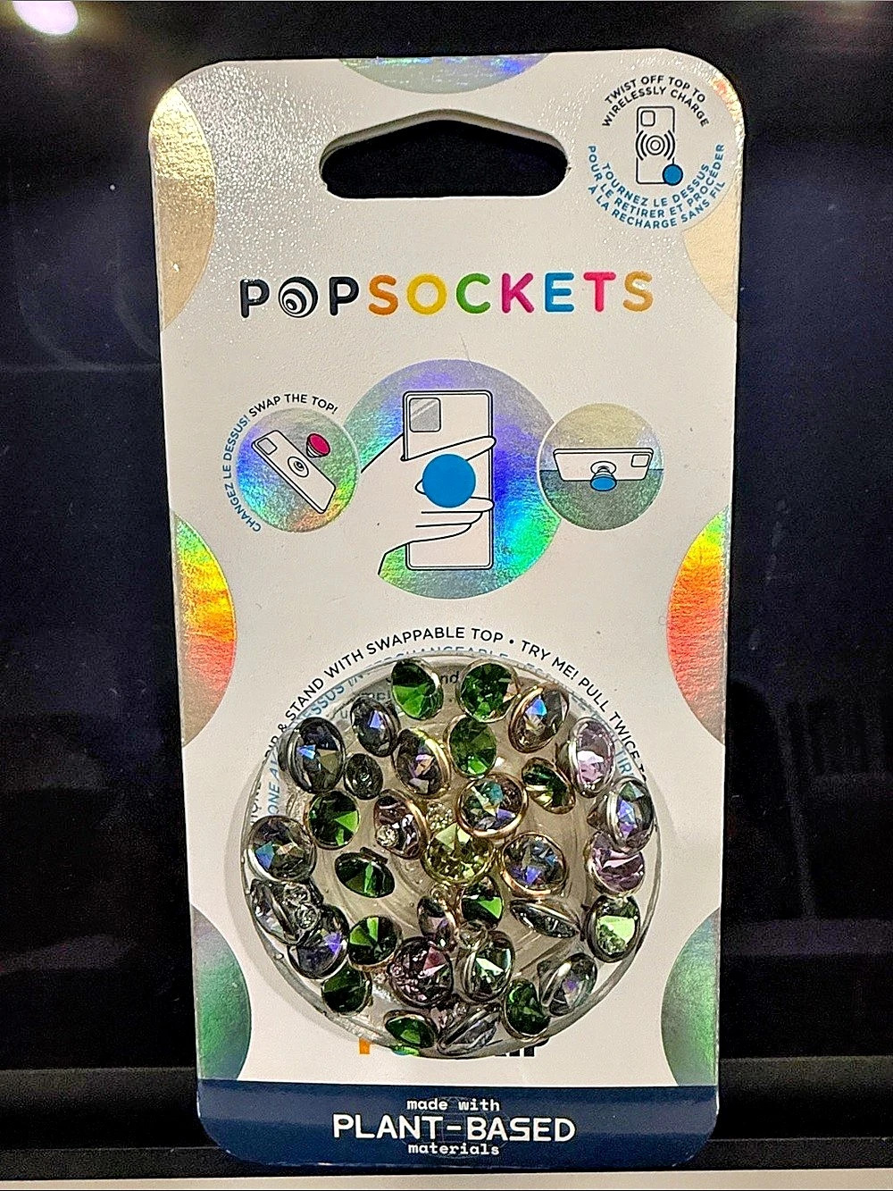 PopSockets PopGrip Swarovski Crystal Green Multicolor NWT